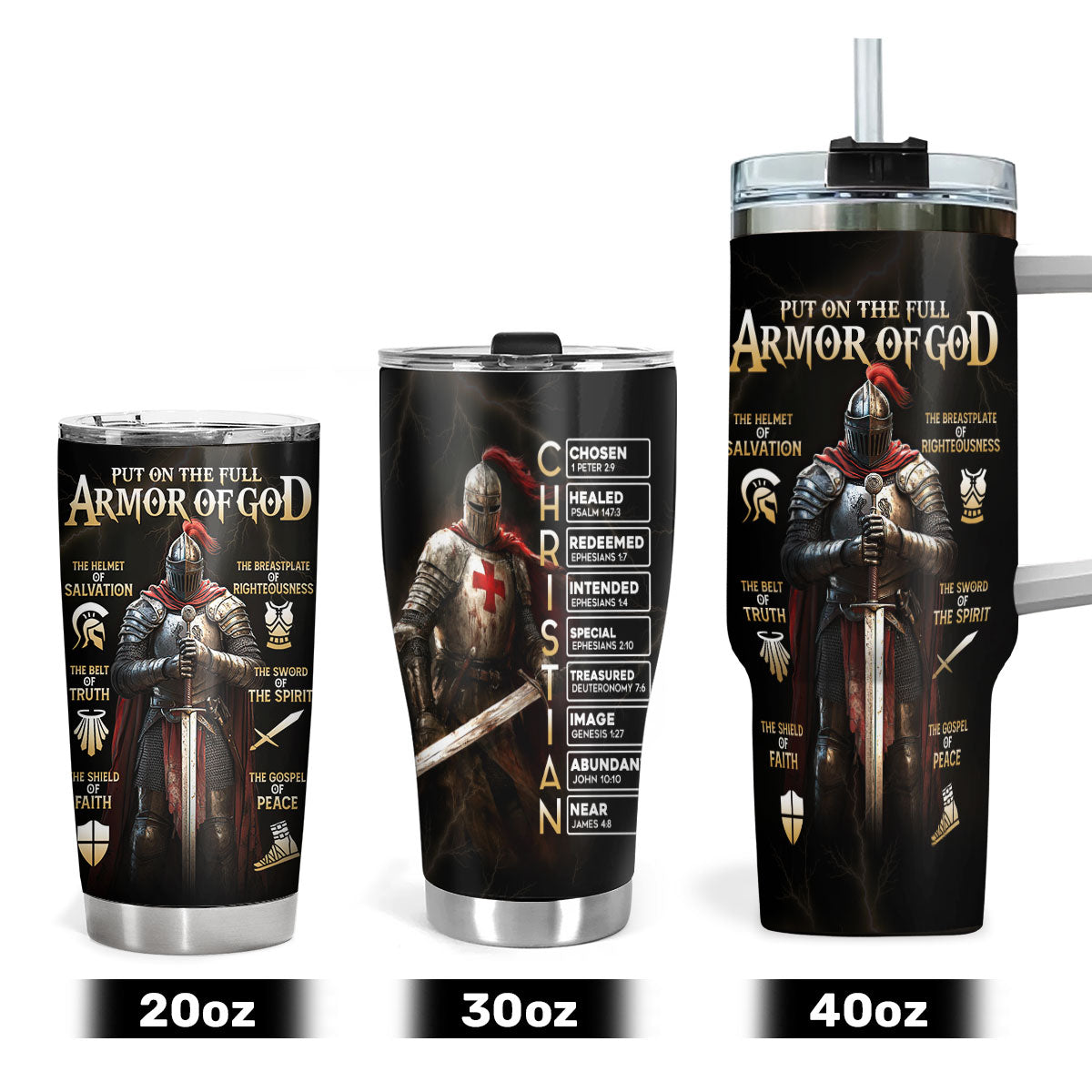 Put On The Full Armor Of God | Personalized Stainless Steel Tumbler