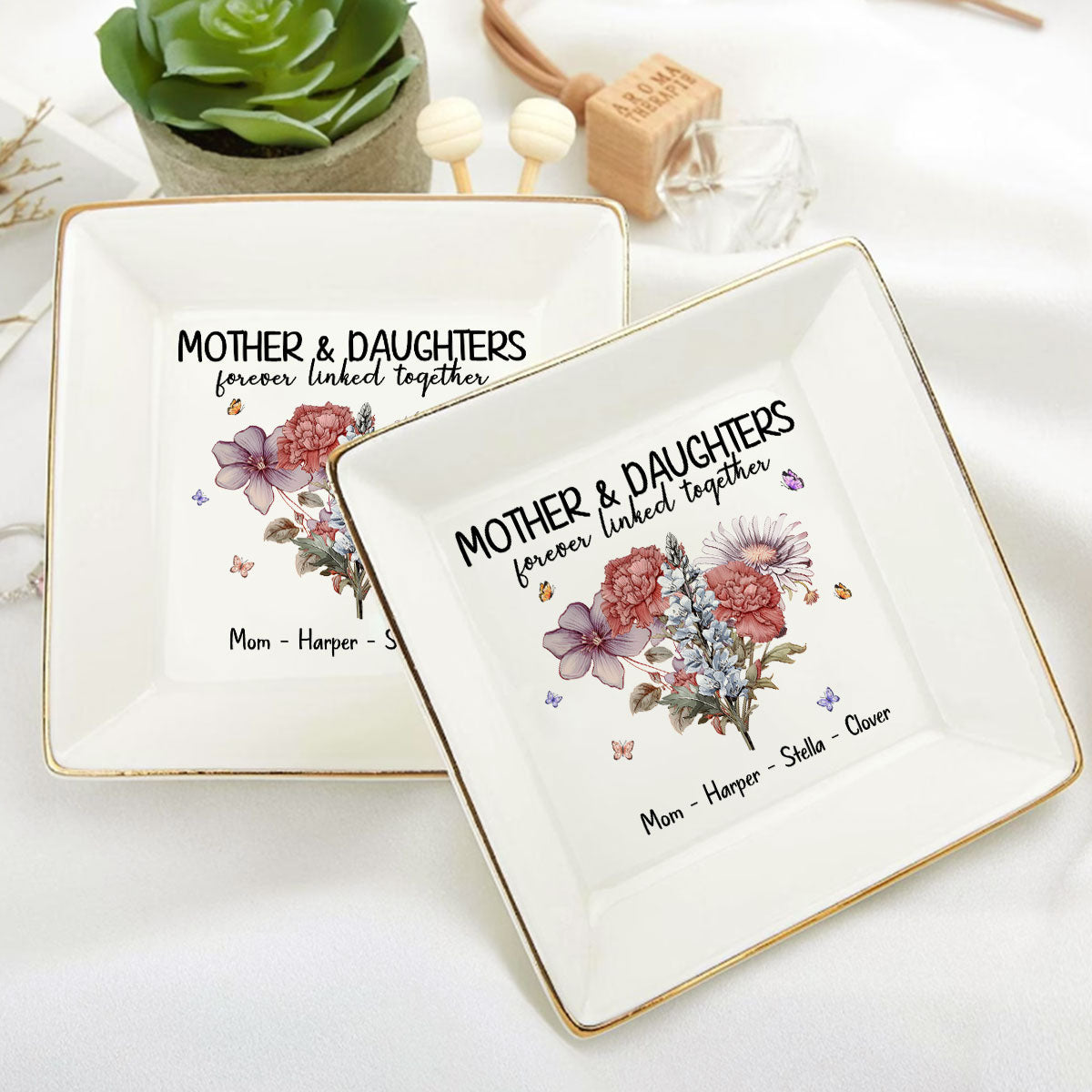 Mother And Daughters Forever Linked Together | Personalized Jewelry Dish