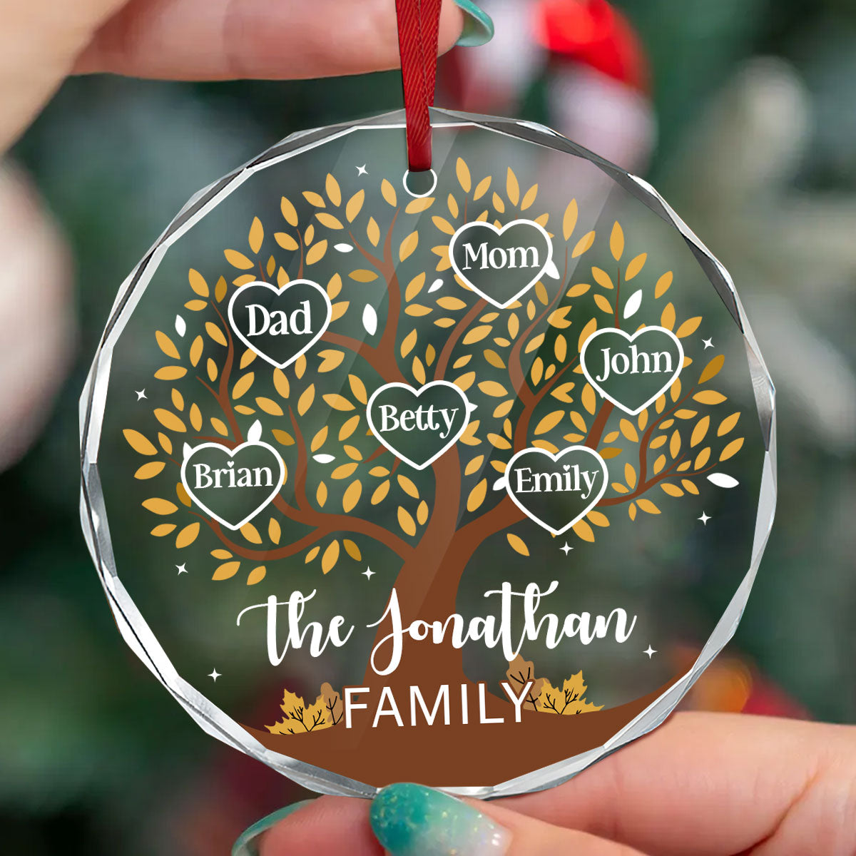 Family Tree A Family's Legacy Of Love | Personalized 1-Side Round Glass Ornament JSURGOPHLL2661T