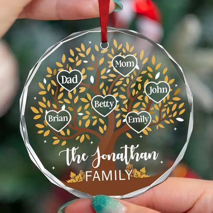 Family Tree A Family's Legacy Of Love | Personalized 1-Side Round Glass Ornament JSURGOPHLL2661T