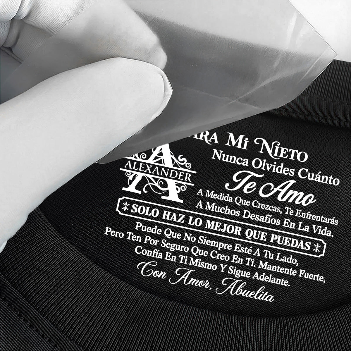 Para Mi Nieto Nunca Olvides Cuánto Te Amo | Personalized Shirt With Design Inner Neck