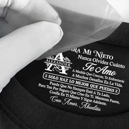Para Mi Nieto Nunca Olvides Cuánto Te Amo | Personalized Shirt With Design Inner Neck