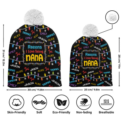 Reasons I Love Being Nana/Papa/ Mom/Dad | Personalized Bobble Beanie Hat JSBBHPPA2526D