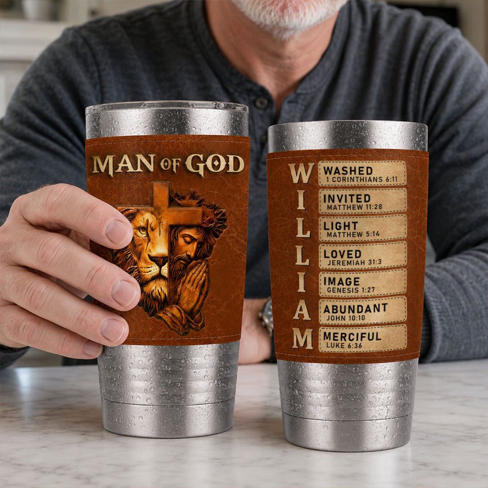 Man Of God | Personalized 20oz Leather Wrapped Tumbler