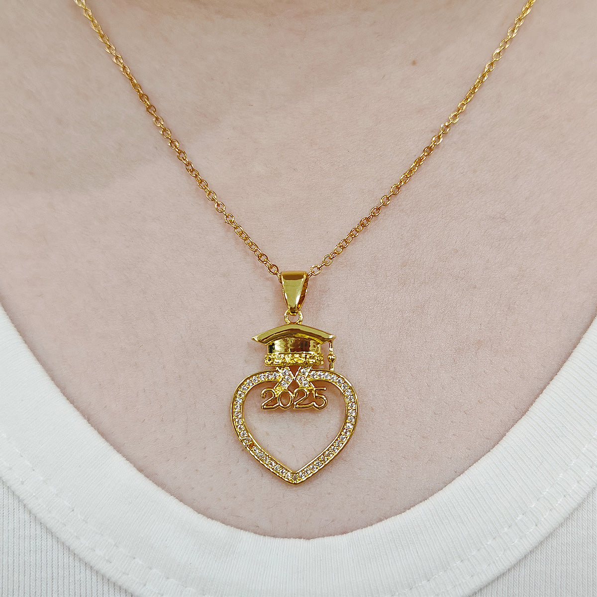 I Am In Heaven  | Personalized Grad Cap Heart Necklace With Box&Card