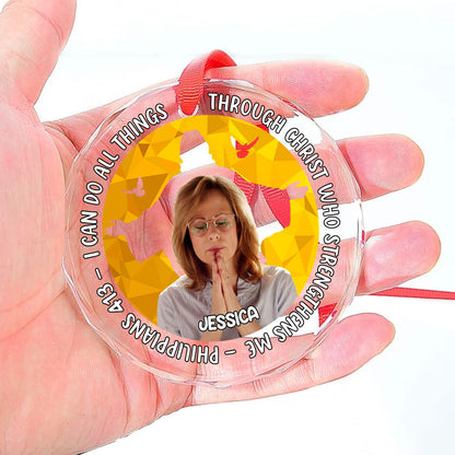 I Can Do All Things | Personalized 1-Side Round Glass Ornament JSURGOPPL2086L