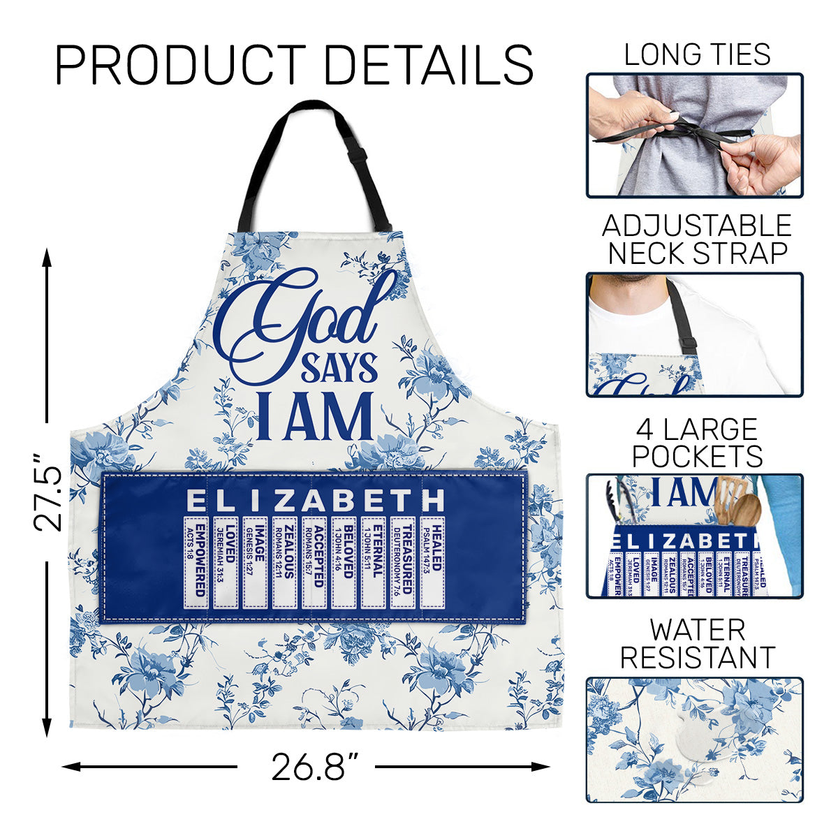 God Says I Am  | Personalized Apron With Pocket