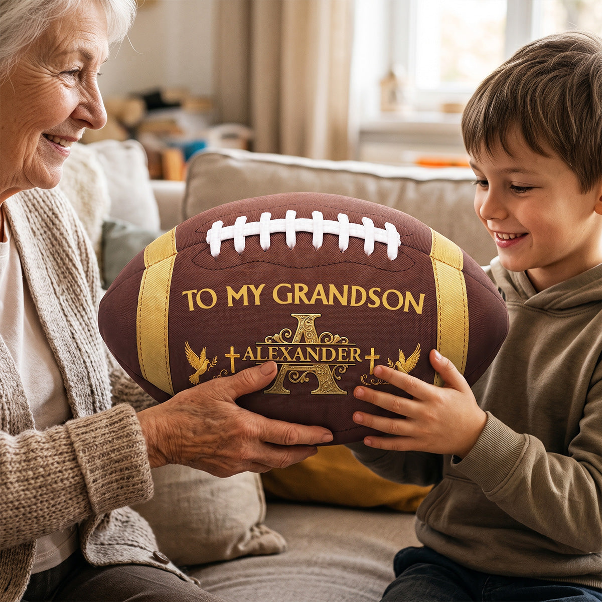 To My Grandson | Personalized Custom Shaped Pillow 2 Side Print