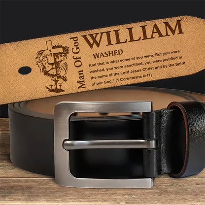 Man Of God | Personalized Engraved Leather Belt