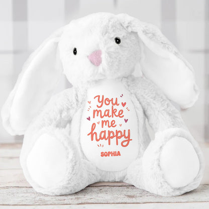 You Make Me Happy | Personalized Stuffed Bunny