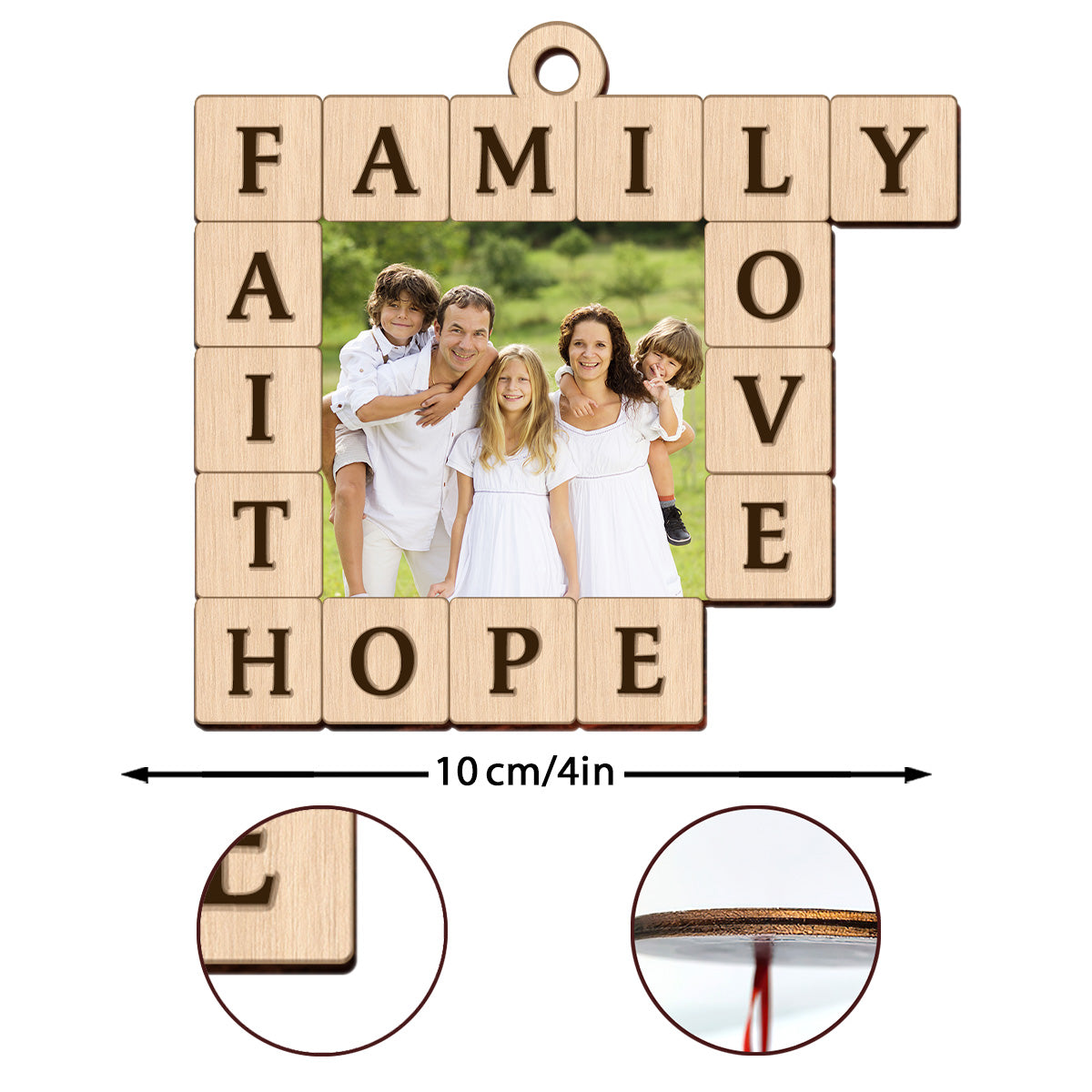 Family Faith Love Hope | Personalized Cutout & Print 2 Sides Wood Ornament JSCWO2SHLPA2749L