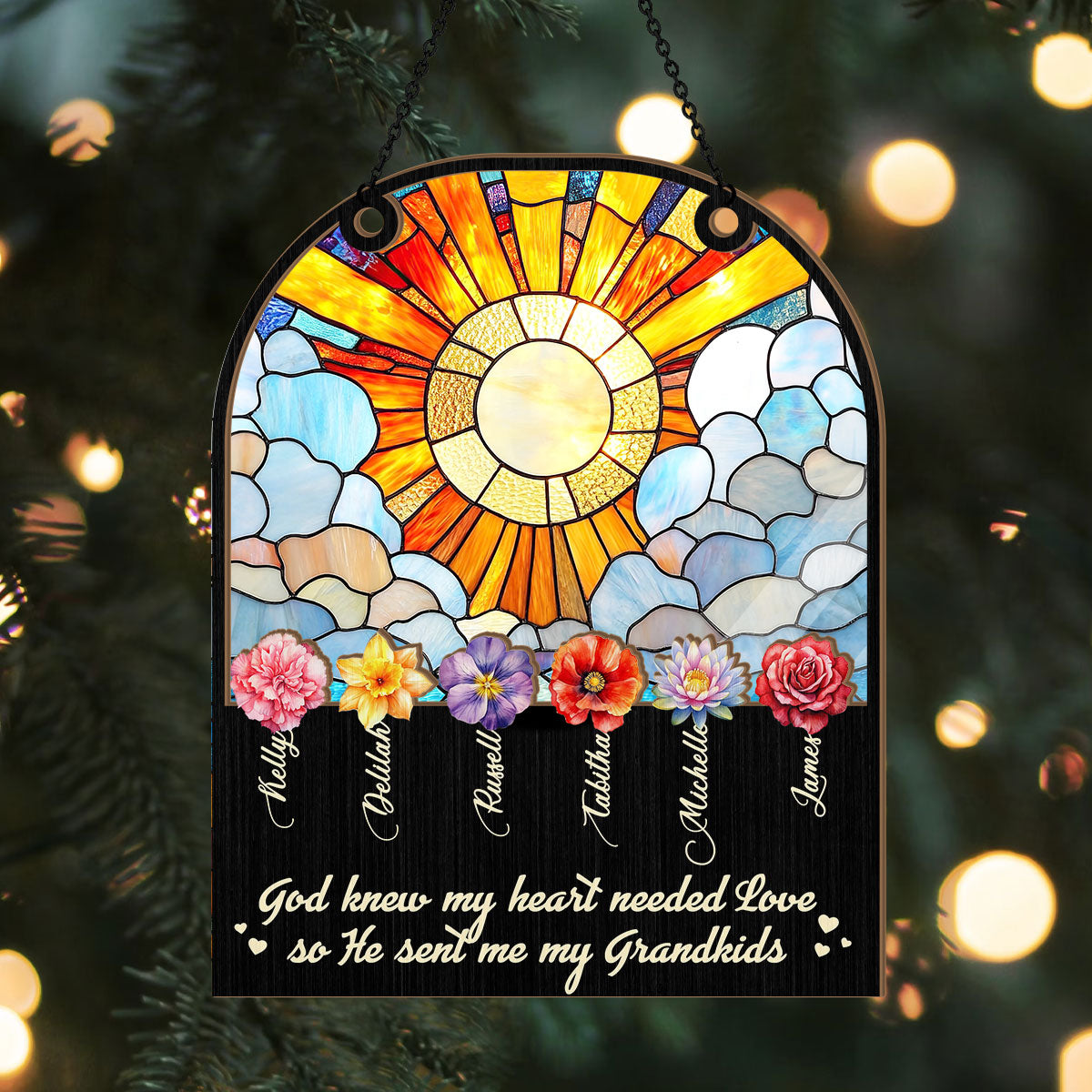 God Knew My Heart Needed Love | Personalized Window Hanging Suncatcher JSWHSCPH1475D