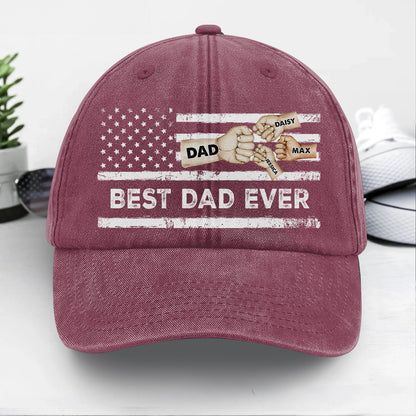 Best Dad Ever | Personalized Vintage Washed Denim Cap