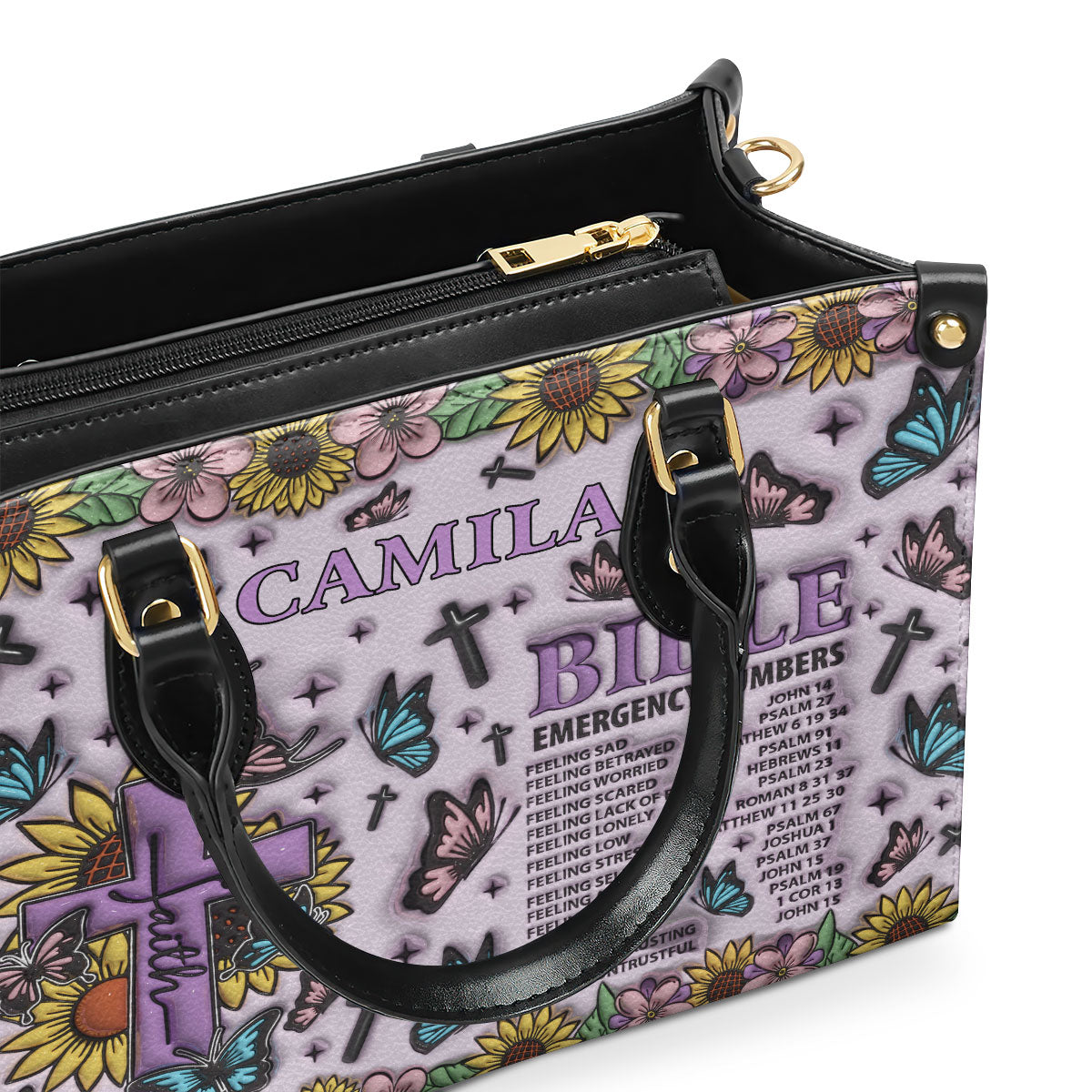 Bible Emergency Numbers | Personalized Leather Handbag JSLHBHA14