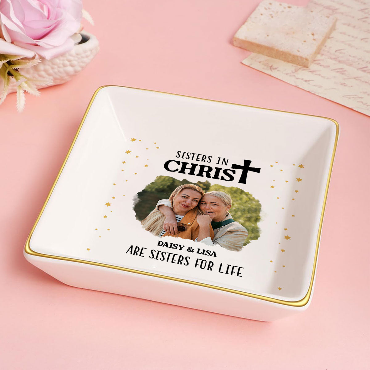 Sisters In Christ Photo Upload | Personalized Jewelry Dish JSJDHLL2831T