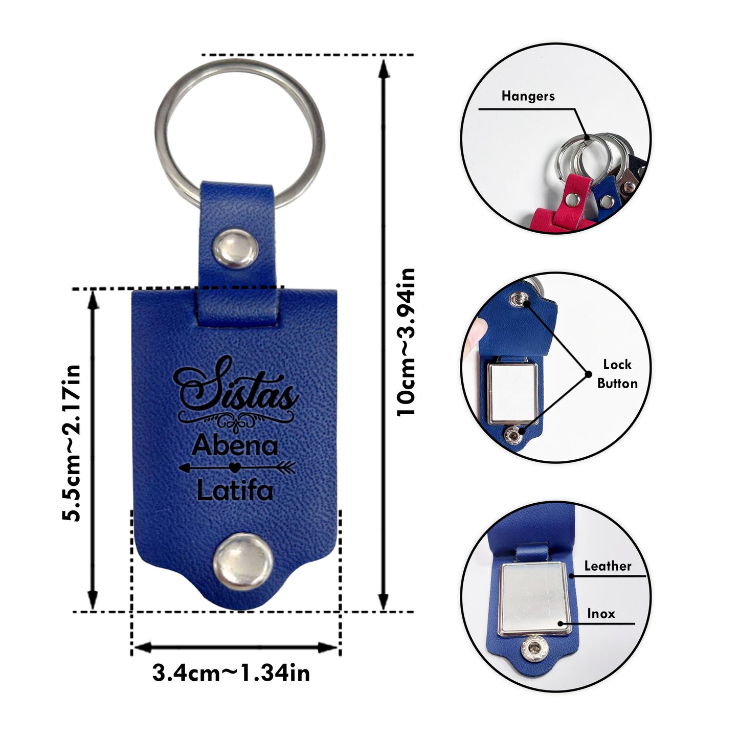 Sistas - Leather Photo Keychain LPKM11