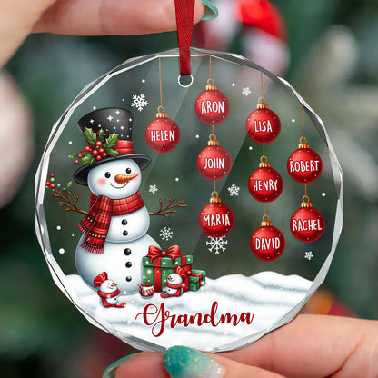 Happy Grandma | Personalized 1-Side Round Glass Ornament JSURGOPHLL2693T