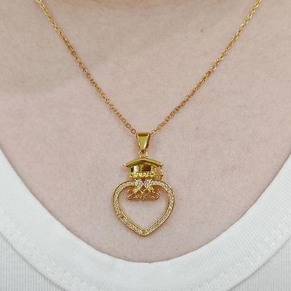 May God Give You The Grace | Personalized Grad Cap Heart Necklace With Box&Card
