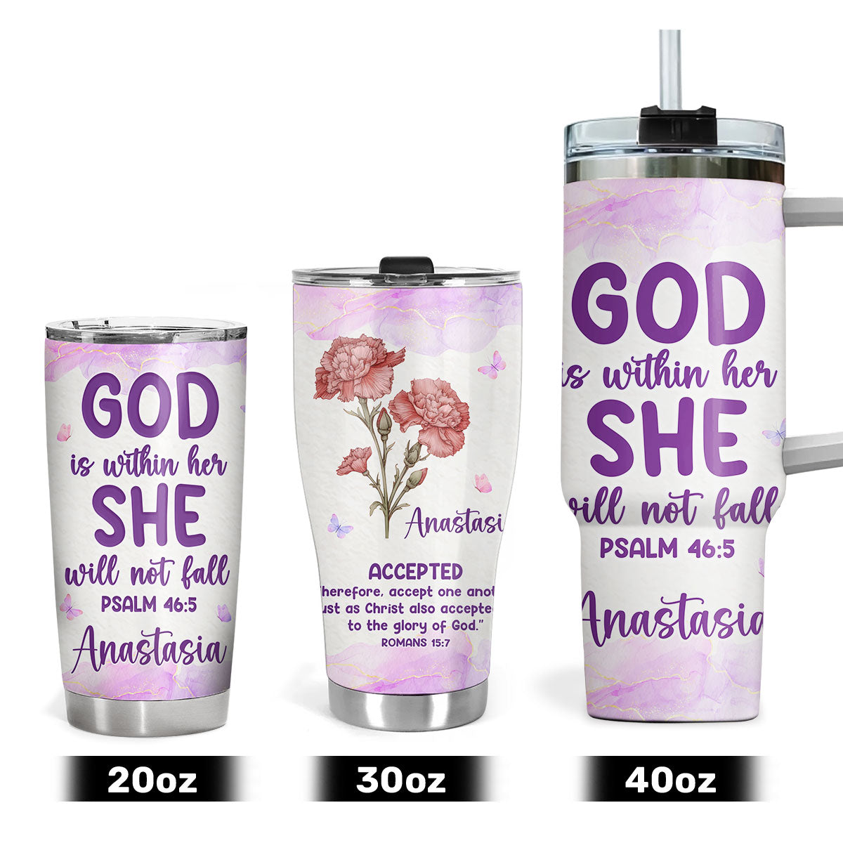 God Is Within Her She Will Not Fall | Personalized Stainless Steel Tumbler