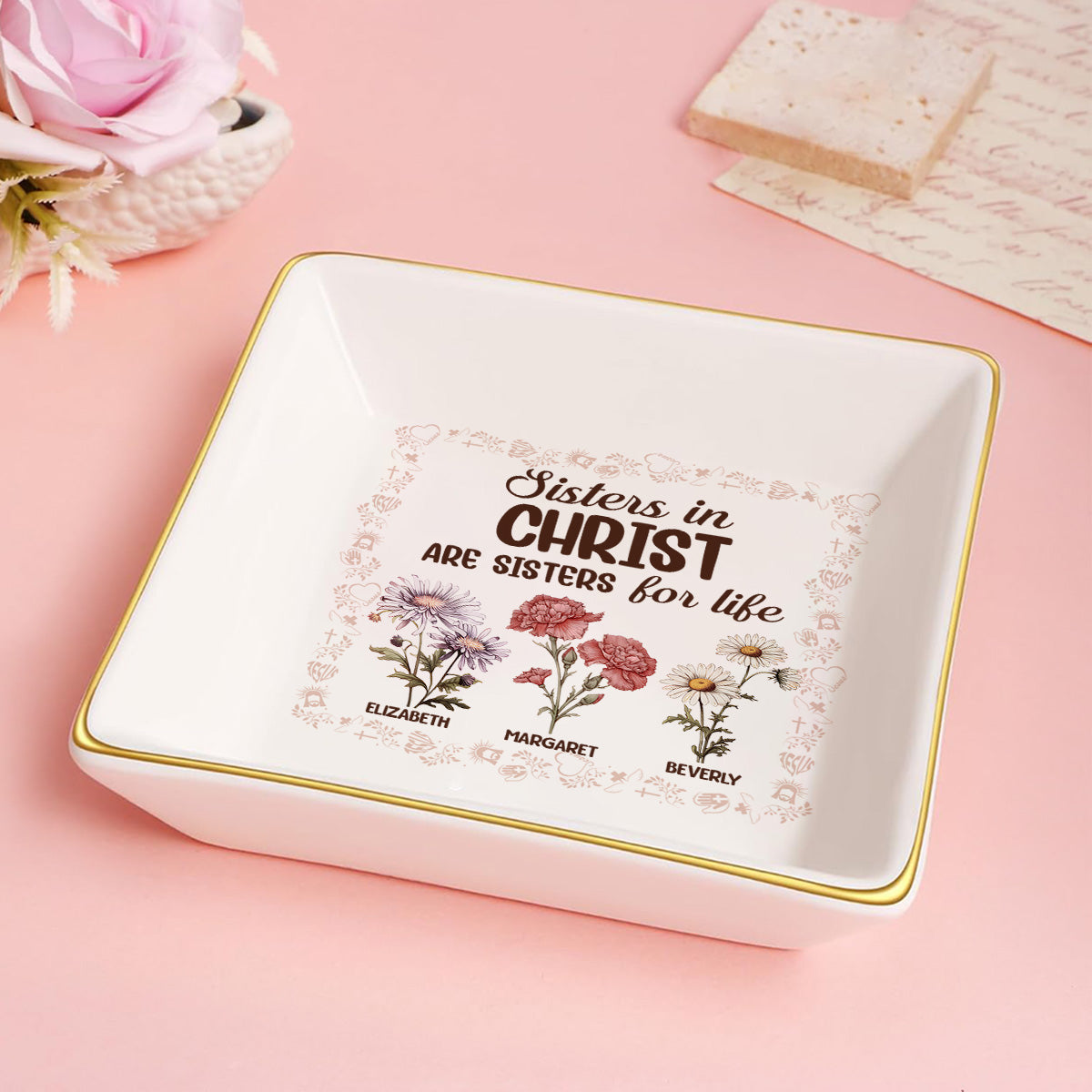 Sisters In Christ Are Sister For Life | Personalized Jewelry Dish JSJDPPA2827L