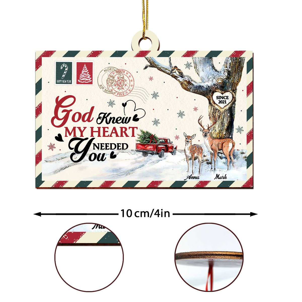 God Blessed The Broken Road That Led Me Straight To You | Personalized Cutout & Print 2 Sides Wood Ornament JSCWO2SPPA2681L