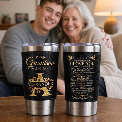 Be The Man I Know You Can Be | Personalized 20oz Leather Wrapped Tumbler
