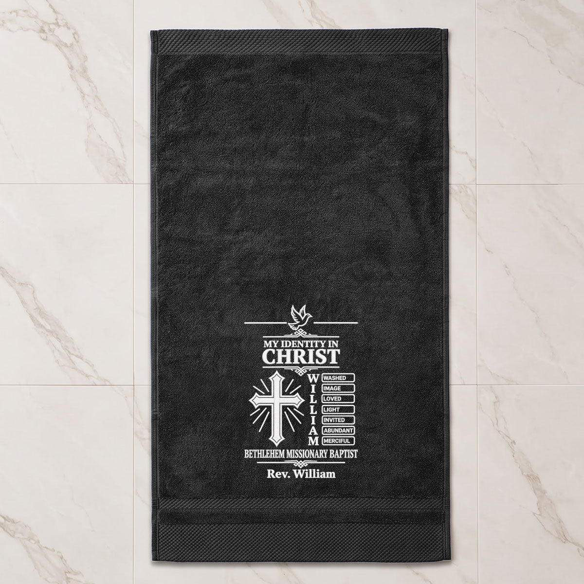Chosen And Redeemed In Christ | Personalized Embroidered Fingertip Towel
