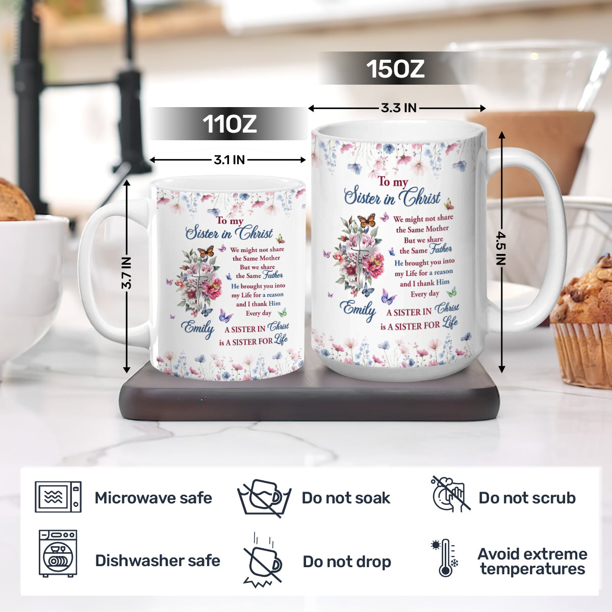 To My Sister In Christ | Personalized Ceramic Coffee Mug