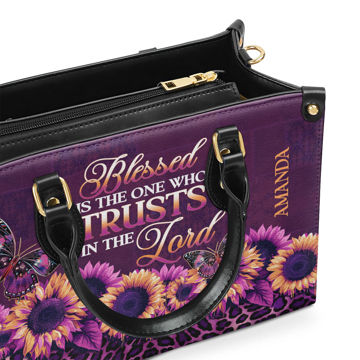 Jesuspirit | Personalized Leather Handbag With Zipper | Blessed Is The One Who Trusts In The Lord LHBM795