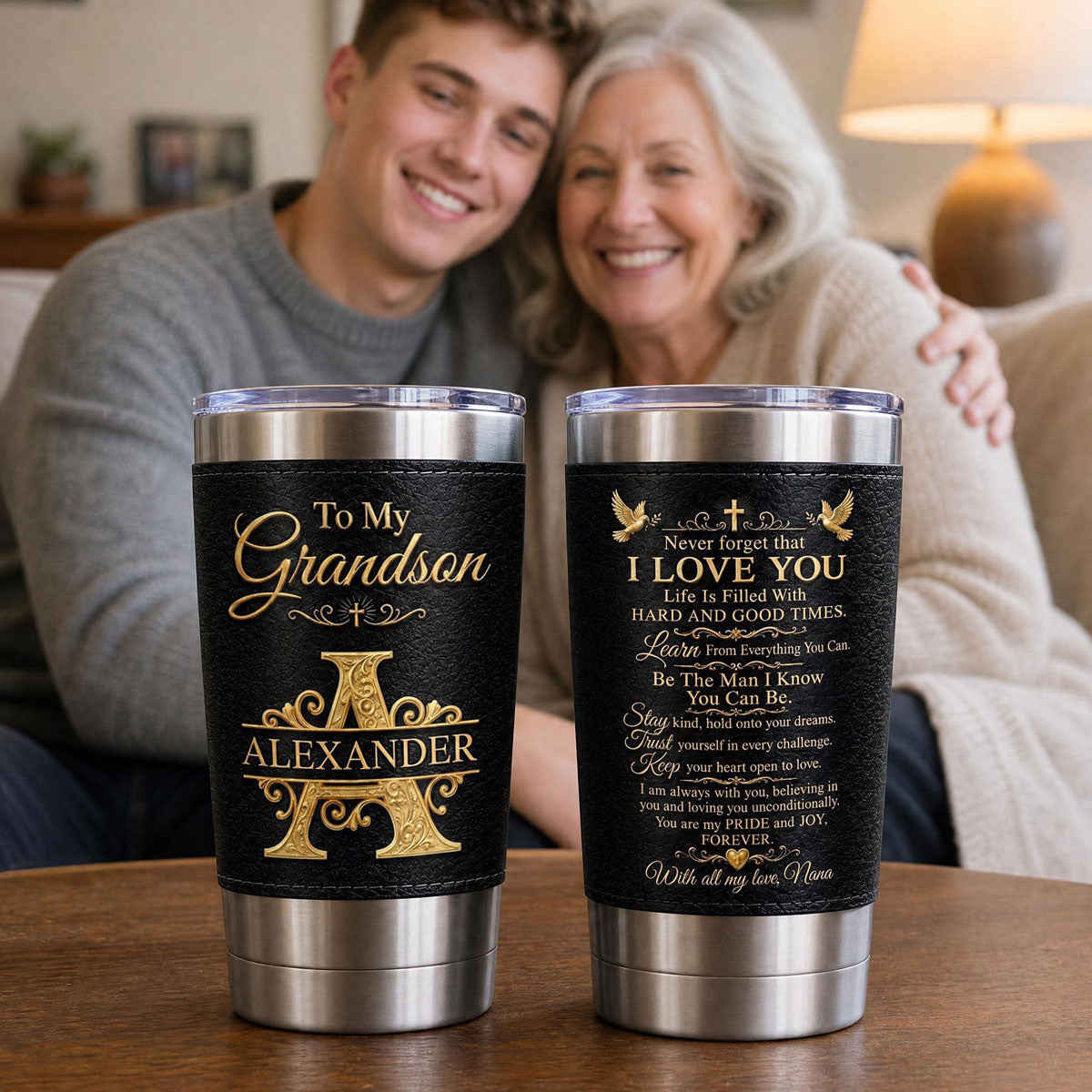Be The Man I Know You Can Be | Personalized 20oz Leather Wrapped Tumbler