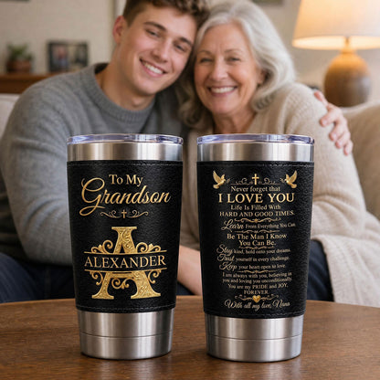 Be The Man I Know You Can Be | Personalized 20oz Leather Wrapped Tumbler