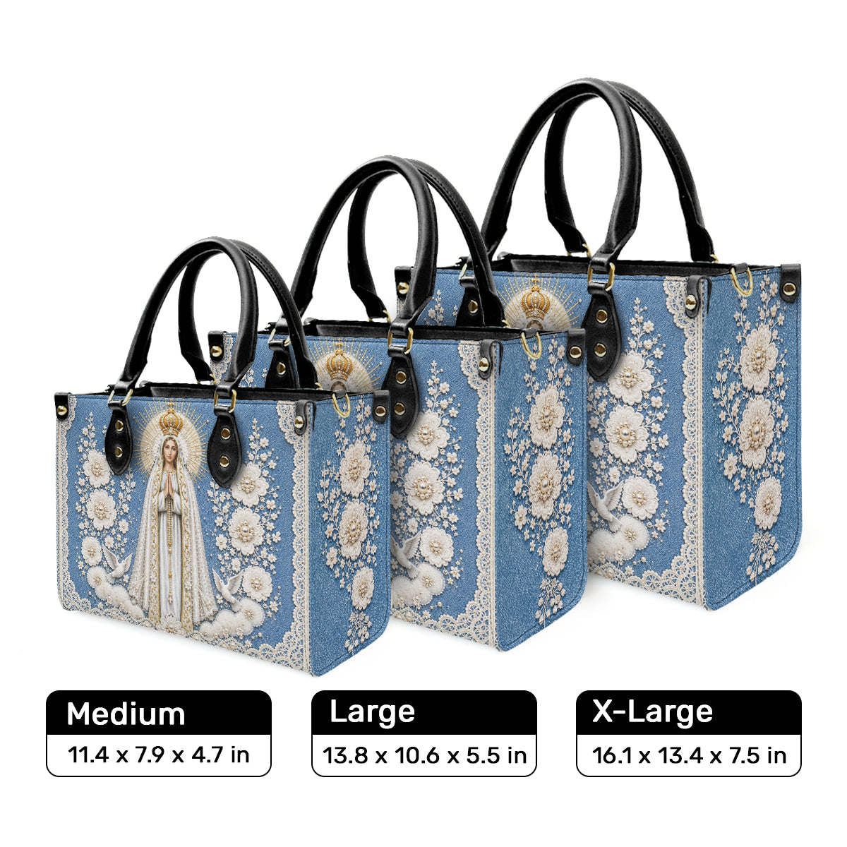 Our Lady Of Fátima In Bloom |  Leather Handbag