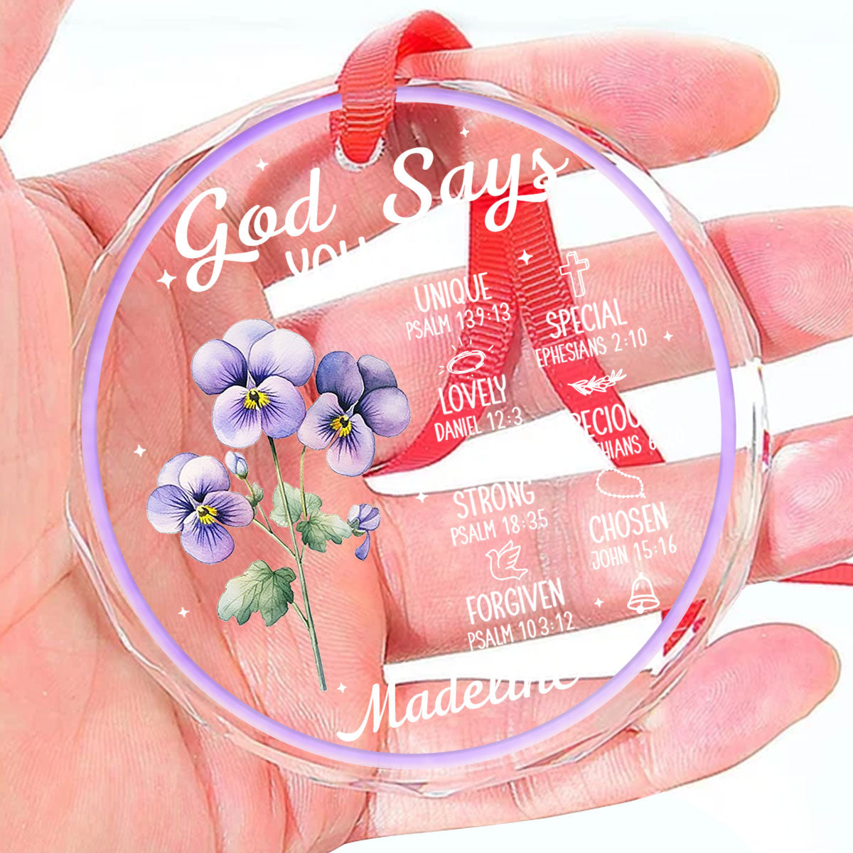 God Says You Are | Personalized 1-Side Round Glass Ornament JSURGOPPN2731D