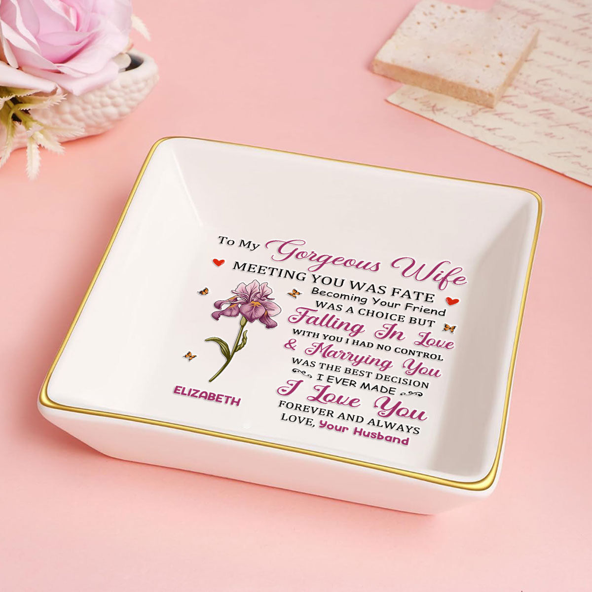 To My Gorgeous Wife | Personalized Jewelry Dish