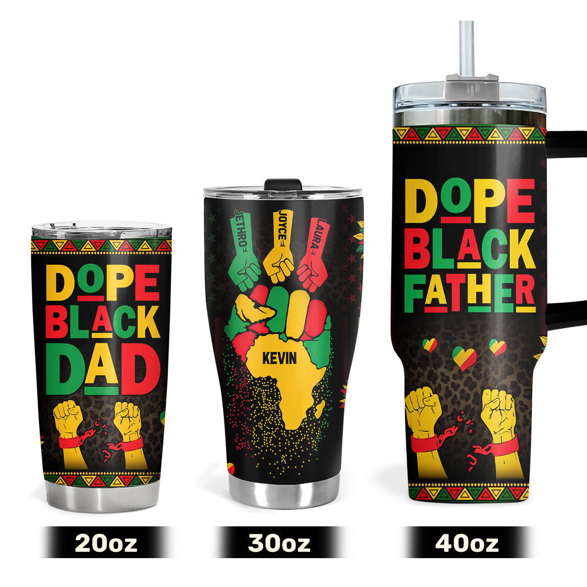 Dope Black Dad/Father | Personalized Stainless Steel Tumbler JSSSTH875