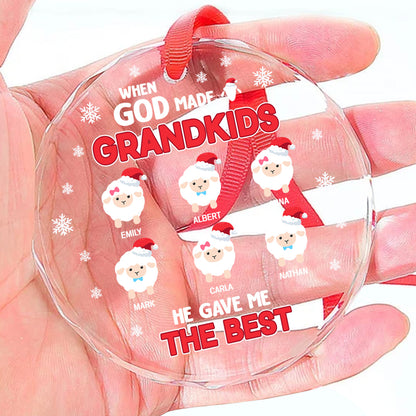 When God Made Grandkids He Gave Me The Best | Personalized 1-Side Round Glass Ornament JSURGOPHLPA2702L