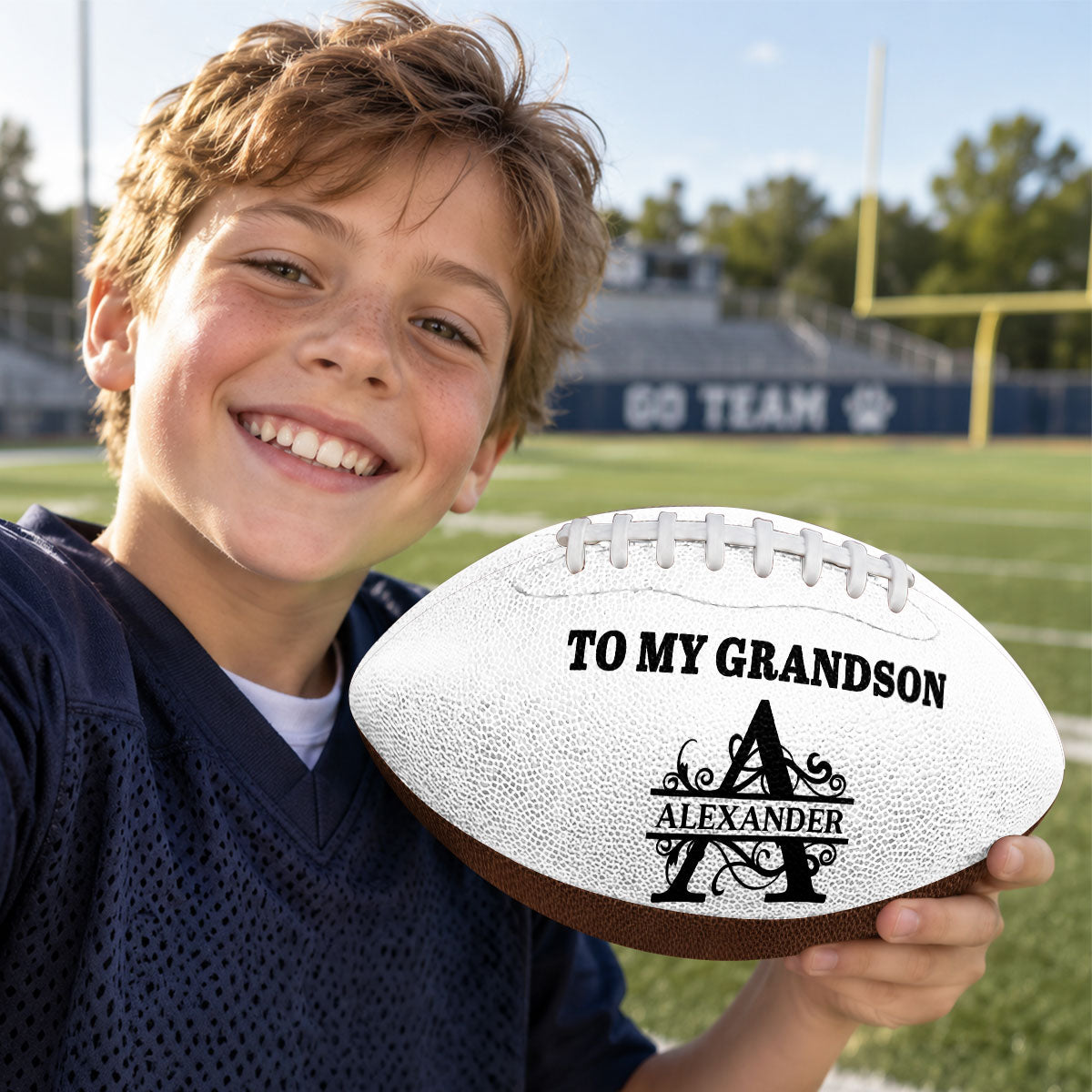 To My Grandson Life Isn't About Waiting For The Storm To Pass | Personalized Football