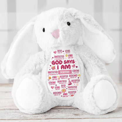 God Says I Am | Personalized Stuffed Bunny