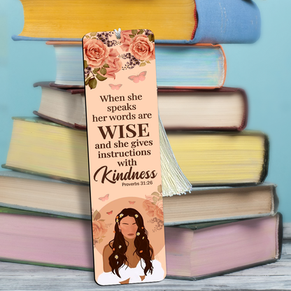 When She Speaks, Her Words Are Wise - Personalized Wooden Bookmarks NUH482