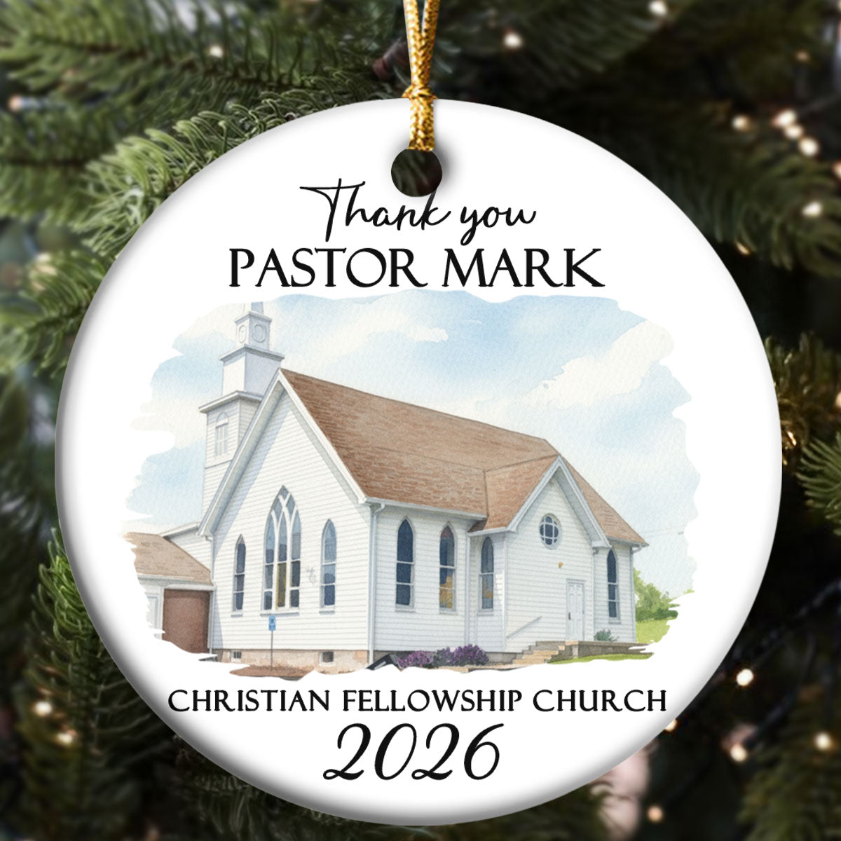 Thank You Pastor | Personalized Round Shaped Ceramic Ornament
