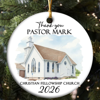 Thank You Pastor | Personalized Round Shaped Ceramic Ornament