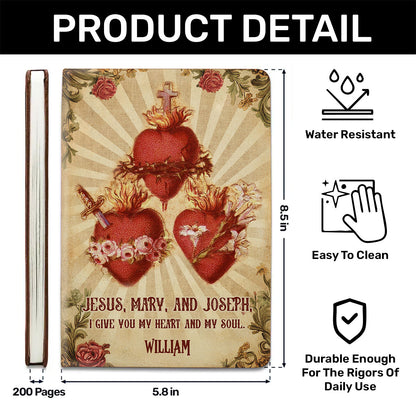 Hearts Of The Holy Family | Personalized Leather Cover Notebook