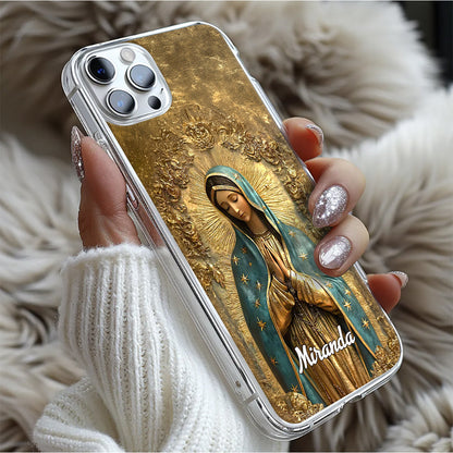 Vintage Style Virgin Mary | Personalized Clear Silicone Phone Case