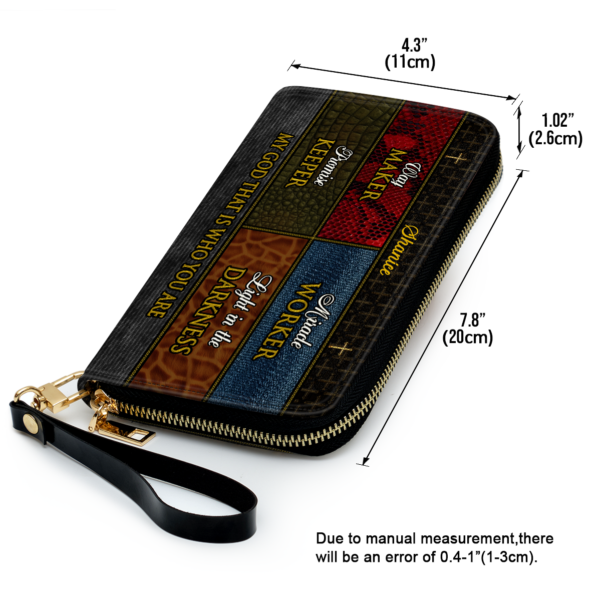 Jesuspirit | Personalized Leather Clutch Purse With Wristlet Strap Handle | Spiritual Gifts For Christian Women | Way Maker CPM727
