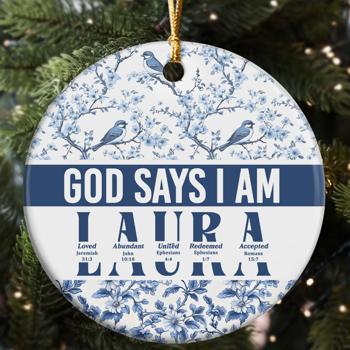 God Says I Am | Personalized Round Shaped Ceramic Ornament