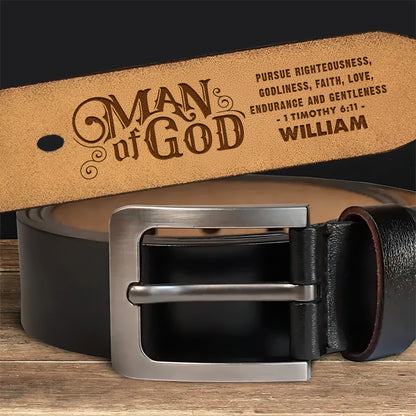 Man Of God | Personalized Engraved Leather Belt