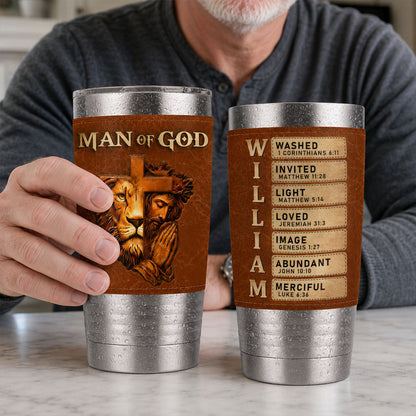 Man Of God | Personalized 20oz Leather Wrapped Tumbler