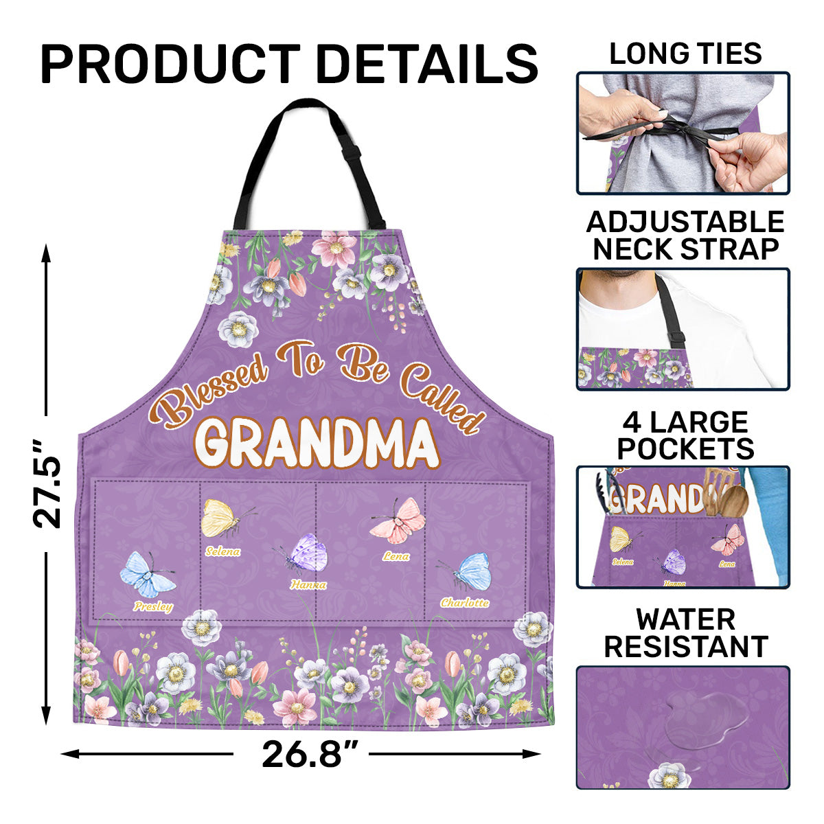 Blessed To Be Called Grandma | Personalized Apron With Packet