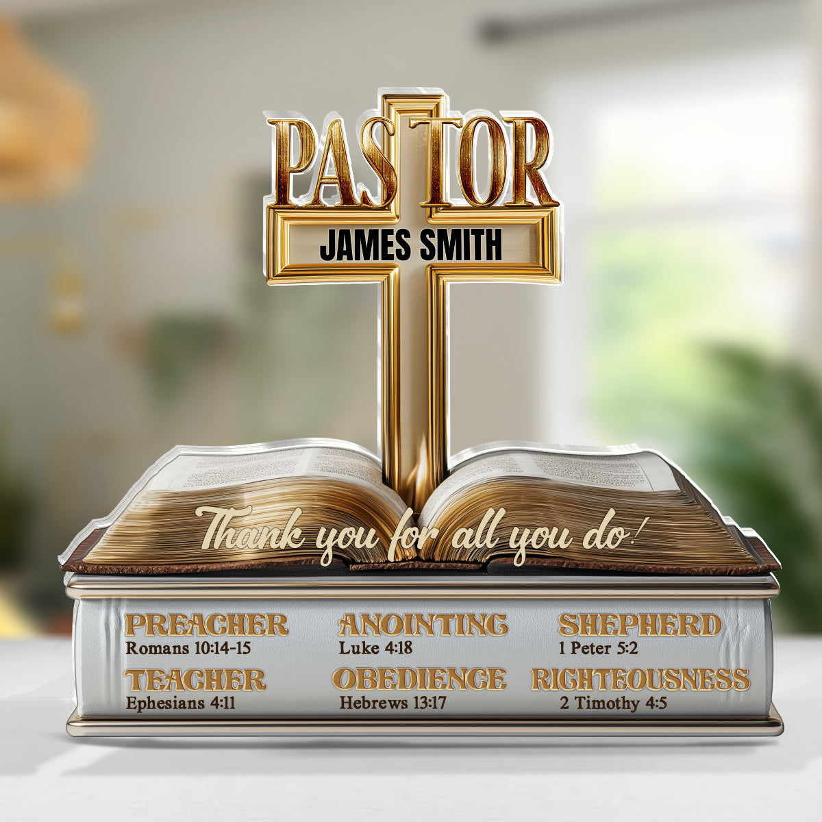 My Preacher, Teacher, & Shepherd | Personalized Custom Shaped Squared Acrylic Plaque