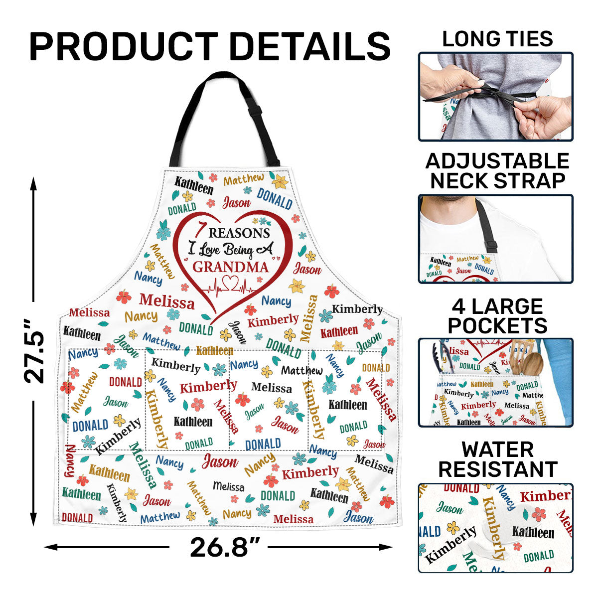 The Reason I Love Being A Grandma | Personalized Apron With Pocket